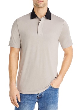 mens contrast collar short sleeve polo