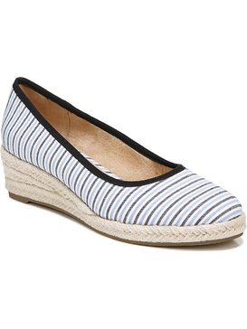 womens striped espadrille wedge heels