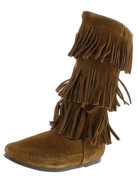 womens suede fringe mid-calf boots