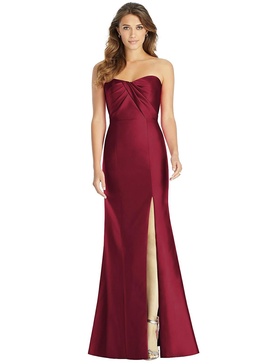 strapless draped bodice trumpet gown