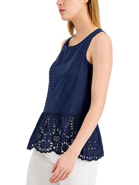 womens cotton eyelet peplum top