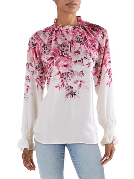 womens silk ruffled henley