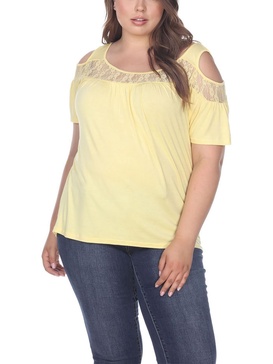 plus womens lace trim viscose pullover top