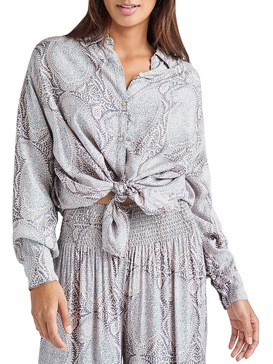 mackenzie womens paisley long sleeve button-down top