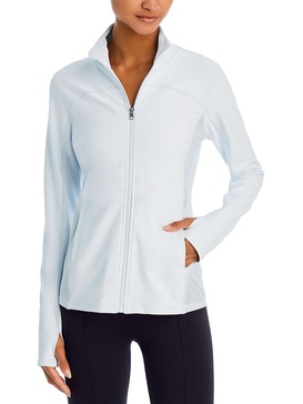 womens mock neck mesh inset track jacket