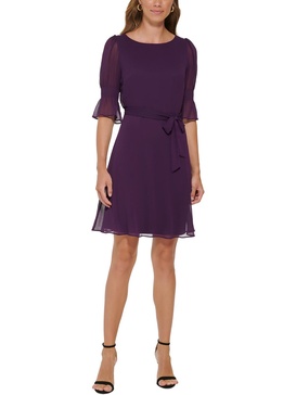 womens solid polyester fit & flare dress