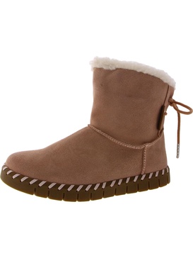 albany womens suede pull on mid-calf boots