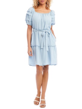 womens tiered short fit & flare dress