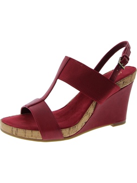 plush behind womens t-strap wedge heel easy slip-on styling wedge sandals