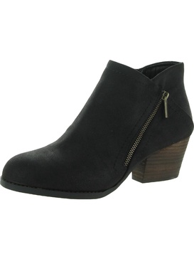 bobbi womens faux leather block heel booties