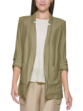 womens ruched suit separate open-front blazer