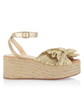 gaby pleated bow braided espadrille in gold