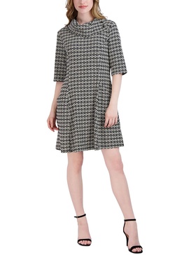 womens cowlneck pattern sweaterdress