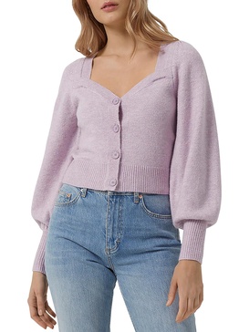 womens square neck knit cardigan sweater