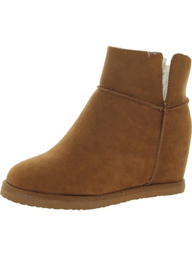 undecided womens vegan suede flat wedge boots