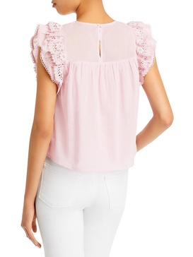 womens pleated front ruffled pullover top