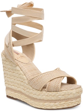 vaughn womens paisley raffia wedge sandals