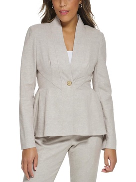 spring fling womens peplum linen one-button blazer