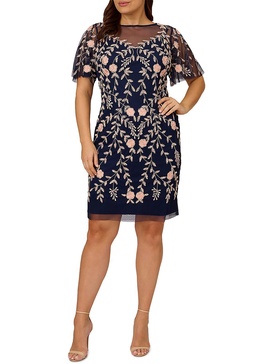 womens embellished illusion cocktail dress