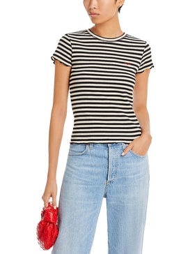 folies bonjour womens striped cotton t-shirt