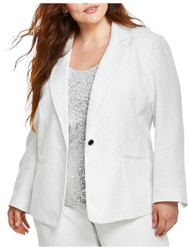 plus womens metallic suit separate one-button blazer