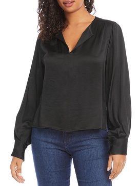 womens satin split neck blouse