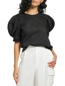 womens puff sleeve solid blouse