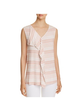 womens striped ruffle tank top