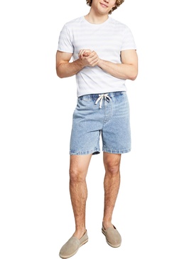 mens drawstring hem short denim shorts