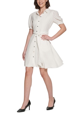 womens pinstripe short shirtdress