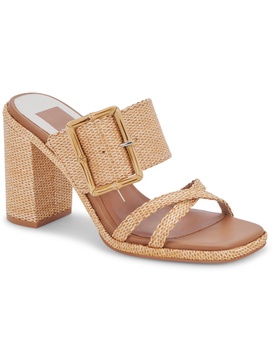 onnie womens raffia square toe block heel