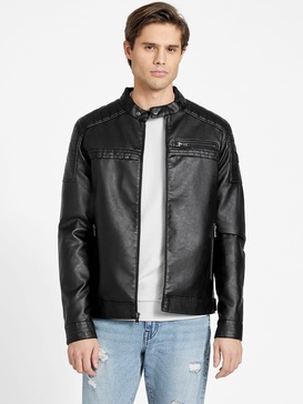 river washed faux-leather moto jacket