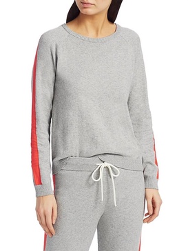 women's cotton cashmere sweatshirt in grey/orange