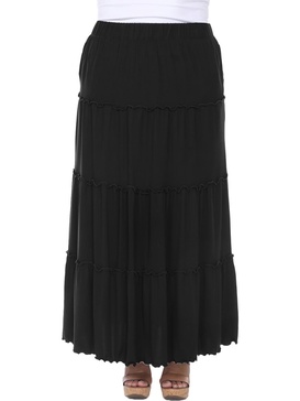 plus womens knit tiered maxi skirt