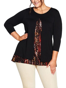 plus womens layered printed tunic top