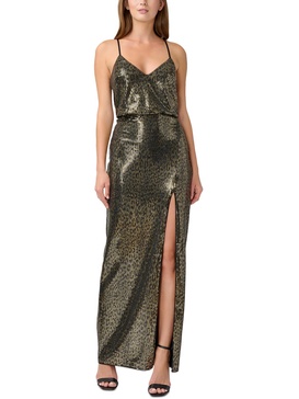 womens metallic long evening dress