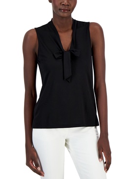 womens tie neck sleeveless pullover top