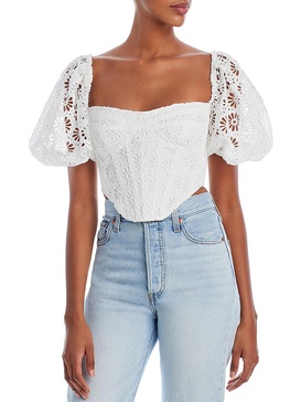 womens eyelet corset cropped