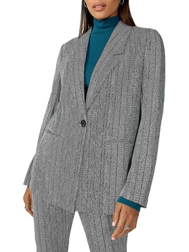 womens herringbone office one-button blazer