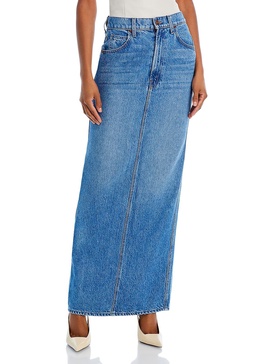 womens midi side slit denim skirt