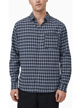 mens cotton checkered button-down shirt