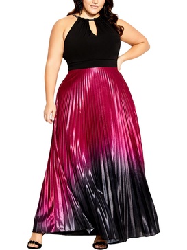 womens pleated long evening dress