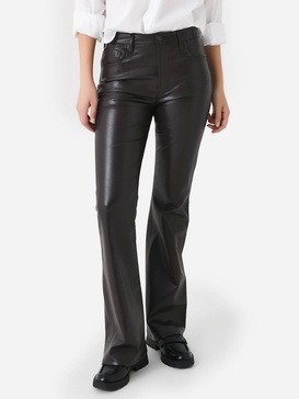 lilah high rise recycled leather bootcut pant in chocolate torte