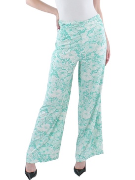 plus womens fold-over waist wide leg palazzo pants