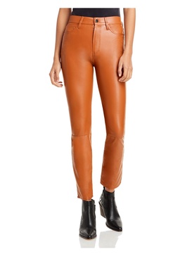 womens faux leather high rise straight leg pants