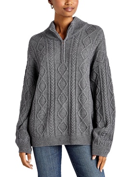 dakota womens cable knit 1/4 zip pullover sweater