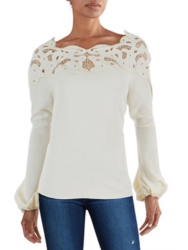 womens lace relaxed pullover top