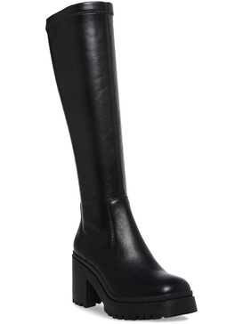 ria womens lug sole faux leather knee-high boots