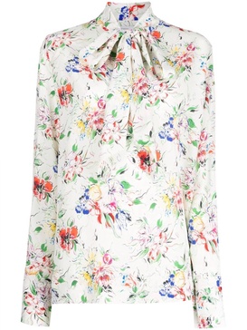 scarf hem blouse in floral garden