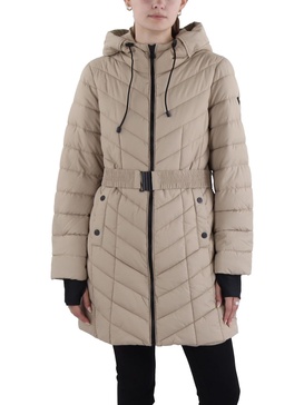 womens hooded midi parka coat